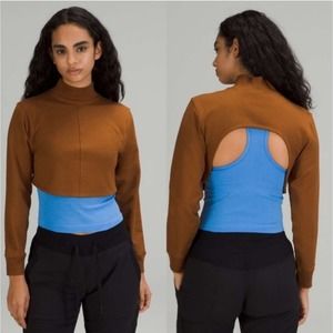 Lululemon Sweatshirt Womens 4 Copper Brown LA Reversible Mock Neck Pullover